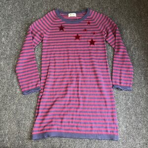 RUUM Girls XL 14 Pink Purple Striped Sweater Dress Velvet Stars L310R05001 NEW